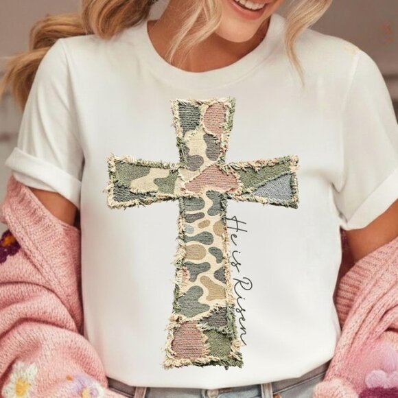 Tops - Patchwork Cross Tee, Quilted Bunny Coquette Easter Tee